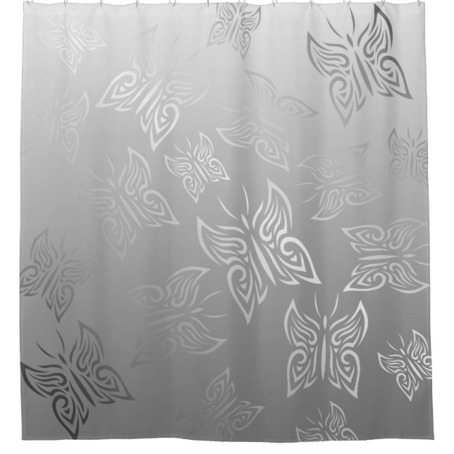 Rideaux De Douche Papillons Motif Argent (Devant)