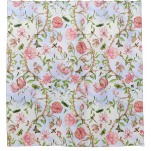 Rideaux De Douche Papillons Vintages tropicaux Jardin Chinoiserie