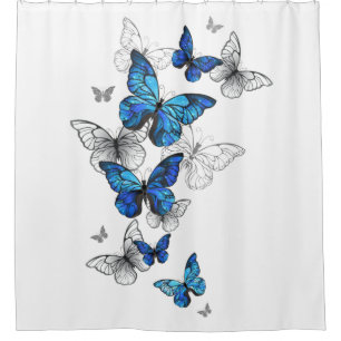 Rideaux De Douche Papillons volants bleus Morpho