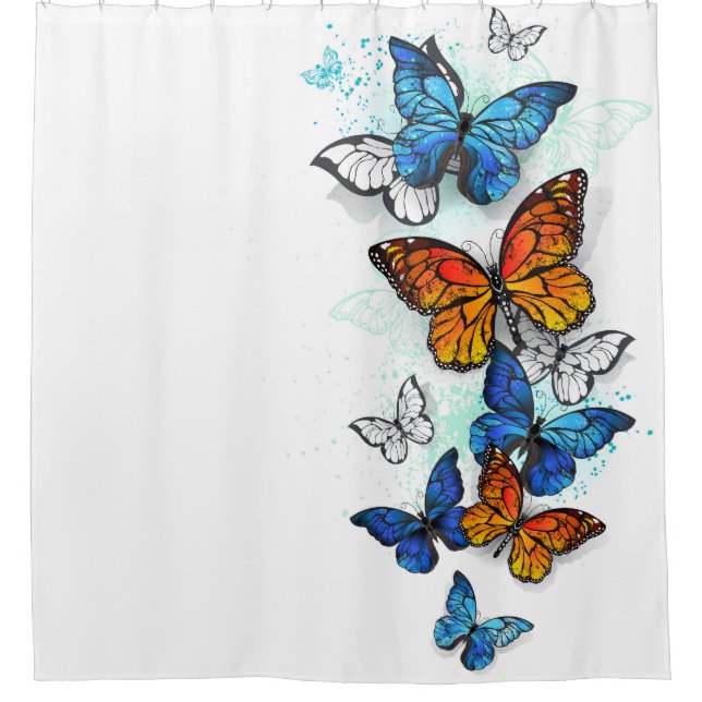 Rideaux De Douche Papillons volants Morpho et Monarch (Devant)