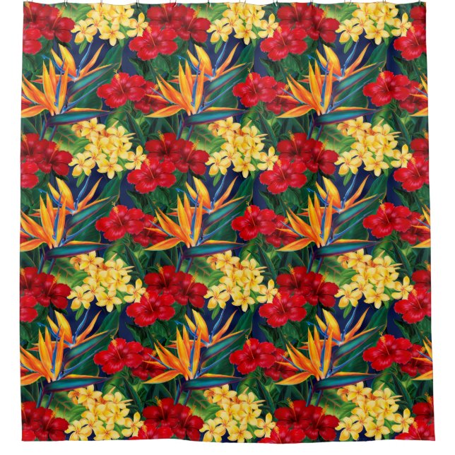 Rideaux De Douche Paradis tropical Hawaï Floral Aloha Shirt (Devant)