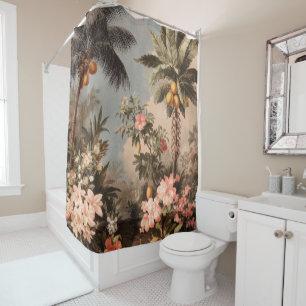 Rideaux De Douche Paradis tropical vintage avec palmiers