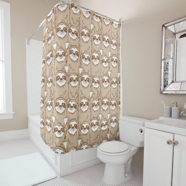 Rideaux De Douche Paresses et motif de café (En situation)