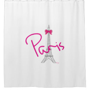 Rideaux De Douche Paris, France, Tour Eiffel avec arc rose, moderne