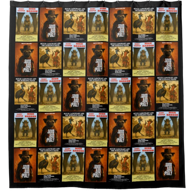 Rideaux De Douche Parodie d'affiche de film western (Devant)