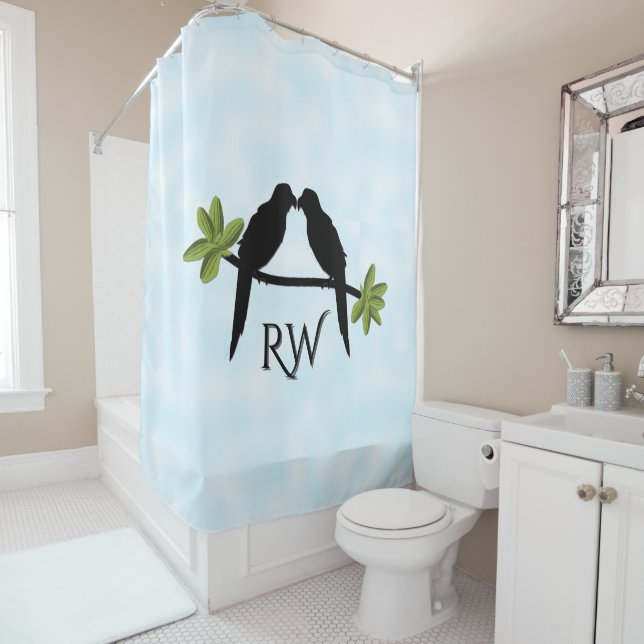 Rideaux De Douche Parrot Love Monogramme (En situation)