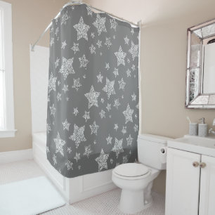 Rideaux De Douche Parties scintillant argent scintille Étoiles motif
