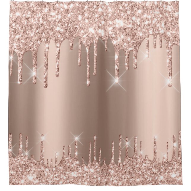 Rideaux De Douche Parties scintillant brillante gouttes rose Rose Or (Devant)
