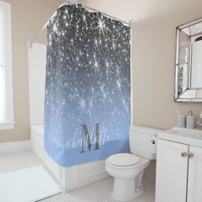 Rideaux De Douche Parties scintillant d'argent mignonne (En situation)