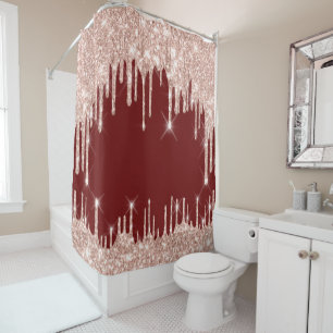 Rideaux De Douche Parties scintillant de coeur Rose rose BORDEAUX