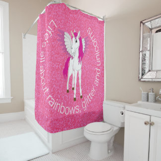 Rideaux De Douche Parties scintillant de la fête Unicorn de l'aile r