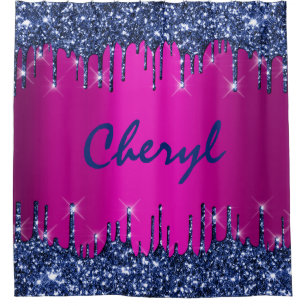 Rideaux De Douche Parties scintillant Drives Name Blue Navy Princess