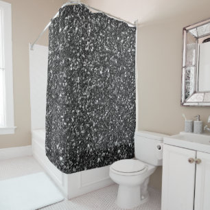 Rideaux De Douche Parties scintillant et étincelles Black Faux