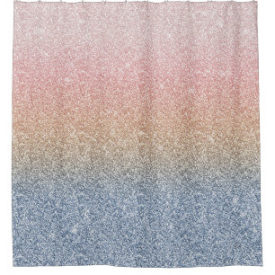 Rideaux De Douche Parties scintillant Gold Blue Ombre de la Rose Blu