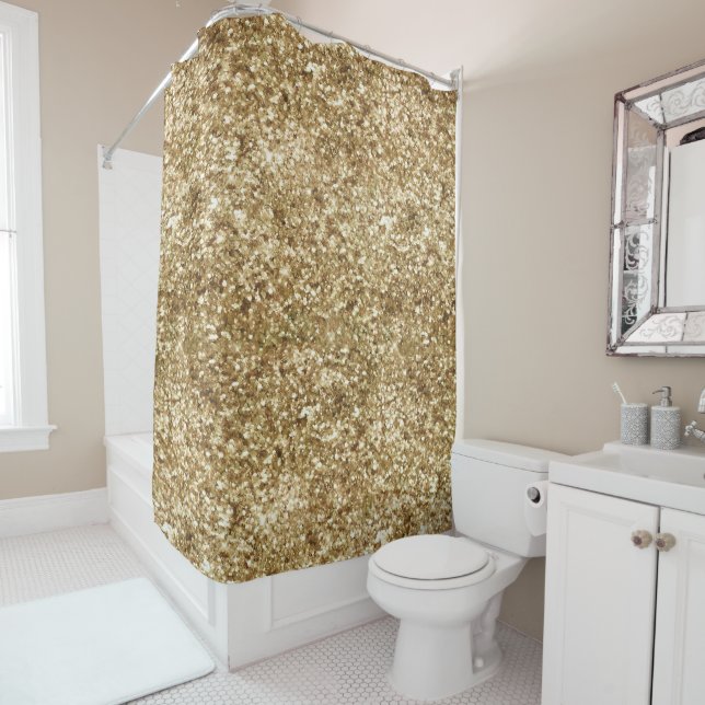 Rideaux De Douche Parties scintillant Gold Confetti (En situation)
