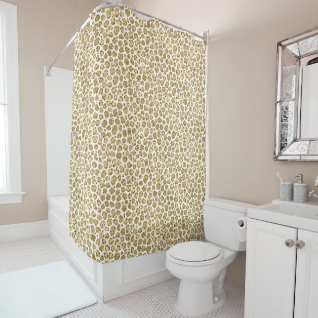 Rideaux De Douche Parties scintillant Gold Glitz Leopard        (En situation)