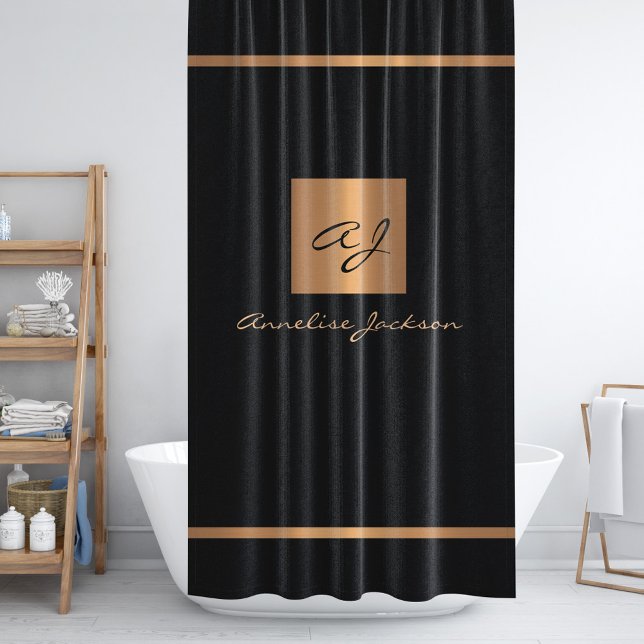 Rideaux De Douche Parties scintillant moderne élégant monogrammed or (Créateur téléchargé)