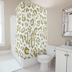Rideaux De Douche Parties scintillant or blanc Cheetah Leopard Poste