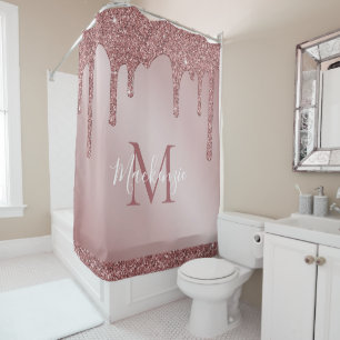 Rideaux De Douche Parties scintillant rose Gold Sparkle Monogramme
