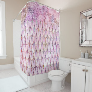 Rideaux De Douche Parties scintillant rose Iridescente Sirène Balanc