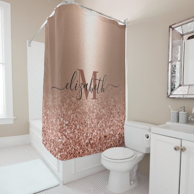 Rideaux De Douche Parties scintillant rose rose Gold Faux (En situation)