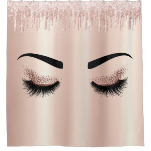 Rideaux De Douche parties scintillant rose vif gouttes yeux clignote
