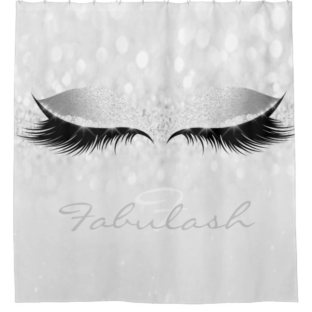 Rideaux De Douche Parties scintillant Sparkly Monogramme Nom Silver  (Devant)