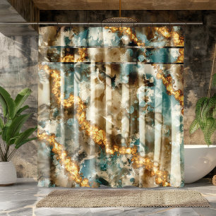 Rideaux De Douche Parties scintillant Tropical Abstraite en marbre o