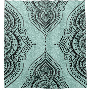 Rideaux De Douche Parties scintillant verte et ornement floral en de
