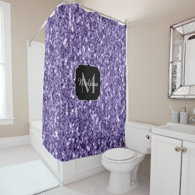 Rideaux De Douche Parties scintillant violet ultra violet scintille  (En situation)
