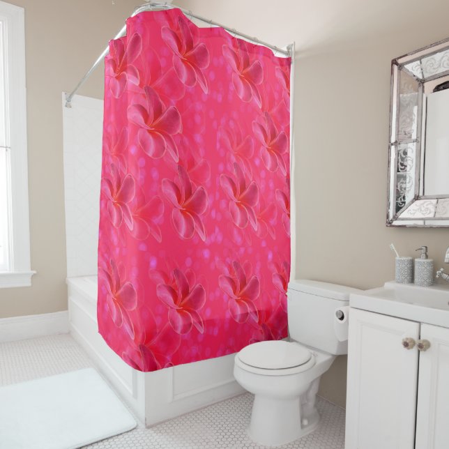 Rideaux De Douche Passion Frangipani rose, (En situation)