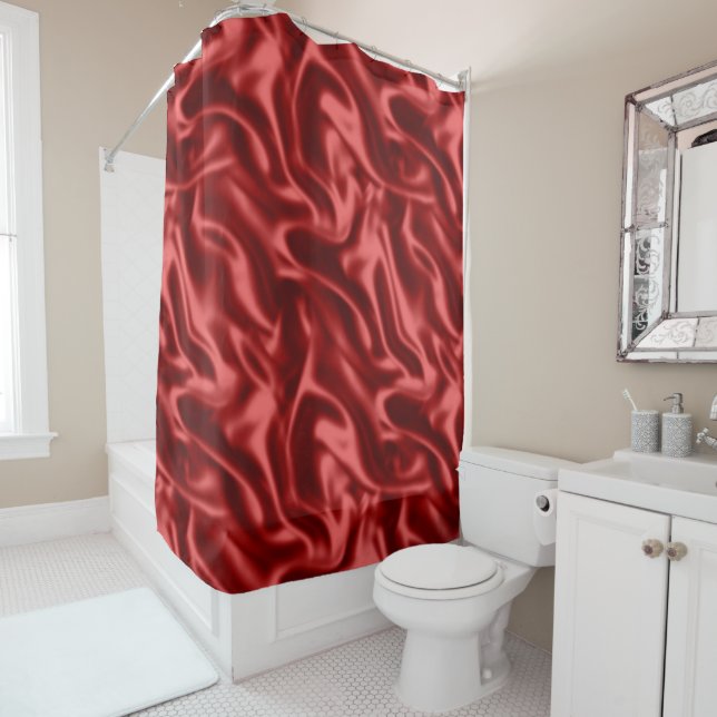 Rideaux De Douche Passion Rouge Romantique Faux Satin (En situation)