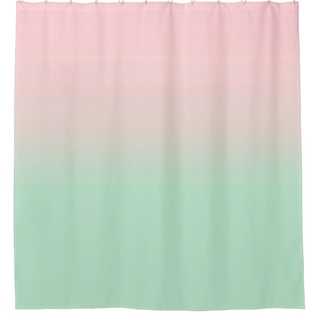 Rideaux De Douche Pastel Aesthétique Ombre Gradient Pink Mint Green (Devant)