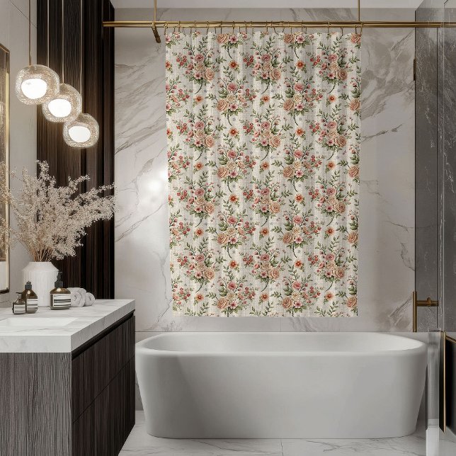 Rideaux De Douche Pastel Bloom Curtain –Shabby Chic Bathroom Accent (Pastel Bloom Curtain –Shabby Chic Bathroom Accent)