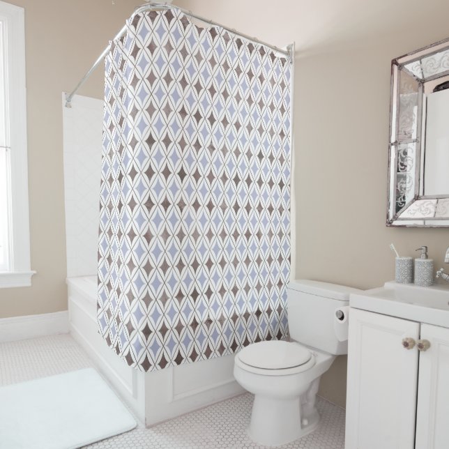 RIDEAUX DE DOUCHE PASTEL BLUE DIAMOND ÉLÉGANT MOTIF (En situation)