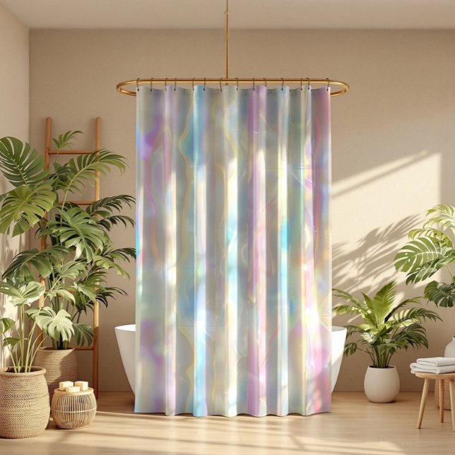 Rideaux De Douche Pastel Colors Shimmering Iridescent Stripes Patter (Créateur téléchargé)