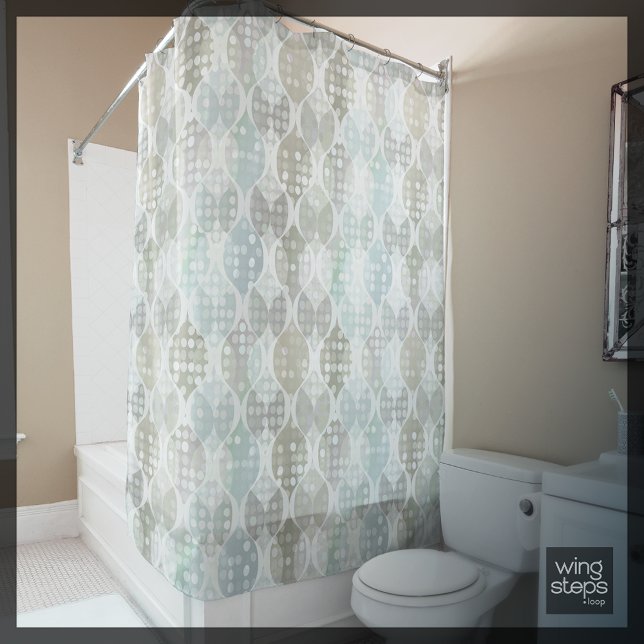 Rideaux De Douche Pastel Dot Motif gris beige bleu blanc (Créateur téléchargé)