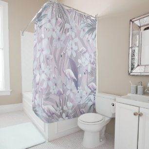 Rideaux De Douche Pastel Flamant rose Jungle Love 4 #art #tropical