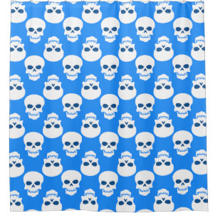 Rideaux De Douche pastel goth bleu halloween squelette crâne