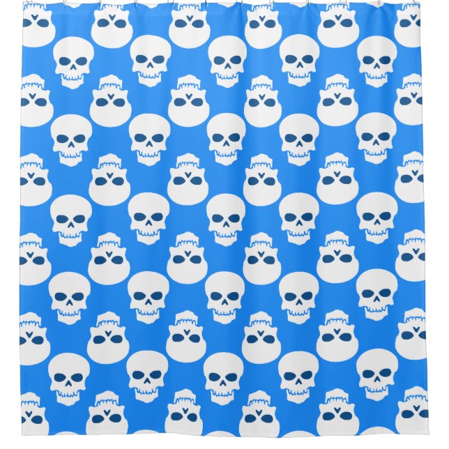Rideaux De Douche pastel goth bleu halloween squelette crâne (Devant)