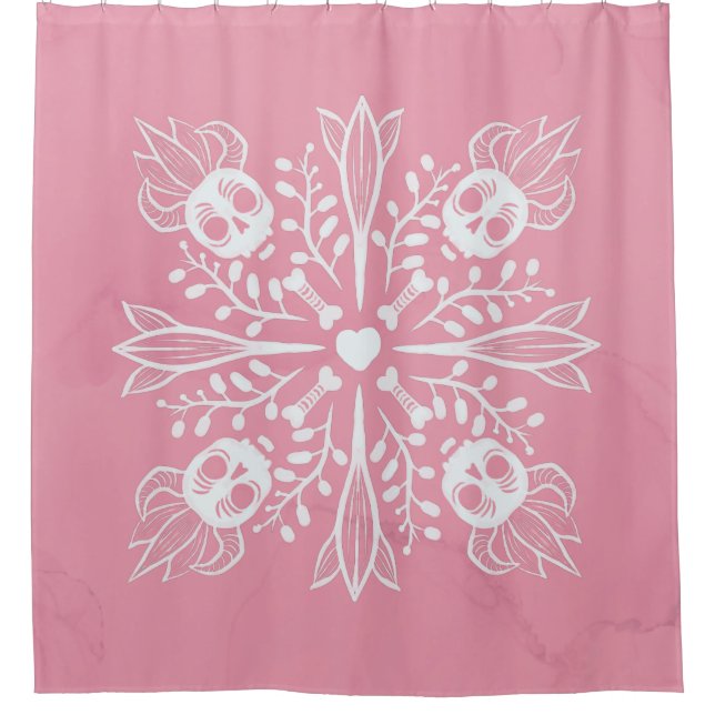 Rideaux De Douche Pastel goth kawaii drôle crâne Harajuku rose (Devant)