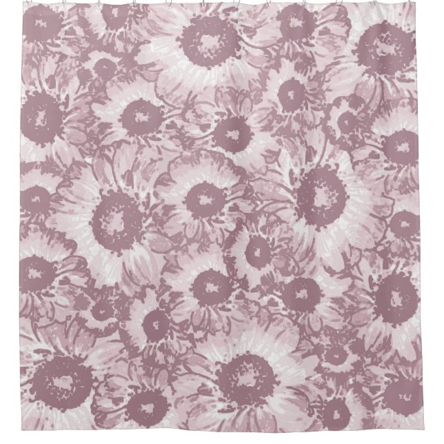 Rideaux De Douche Pastel Gris Rose rose Floral (Devant)