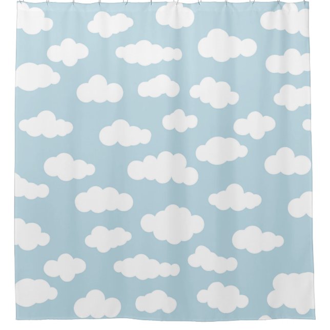Rideaux De Douche Pastel Nuages Bébé Esthétique Bleu Et Blanc (Devant)