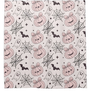 Rideaux De Douche Pastel Pink Halloween Motif sans couture (5)