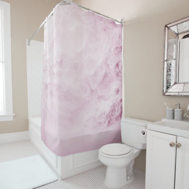 Rideaux De Douche Pastel Pink Swirl Abstrait (En situation)
