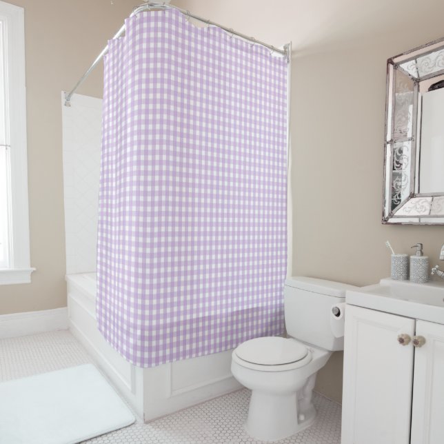 Rideaux De Douche Pastel Purple En vichy Motif (En situation)