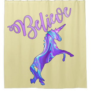 Rideaux De Douche Pastel Rainbow Believe Unicorn