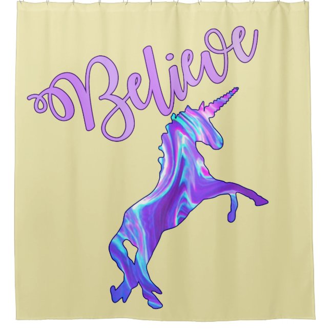 Rideaux De Douche Pastel Rainbow Believe Unicorn (Devant)