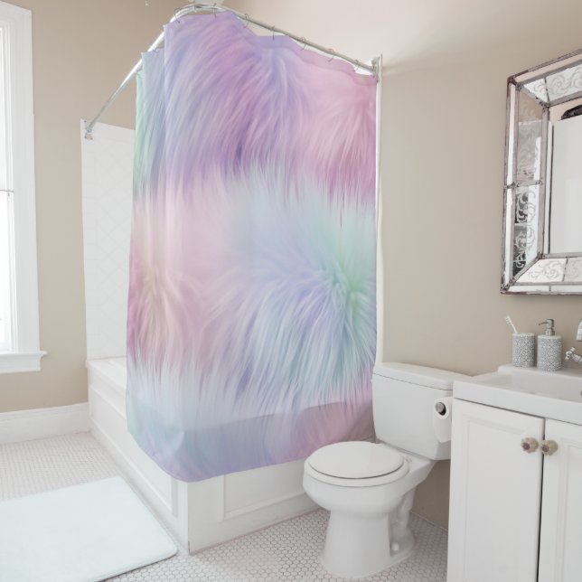 Rideaux De Douche Pastel Rainbow Fur (En situation)