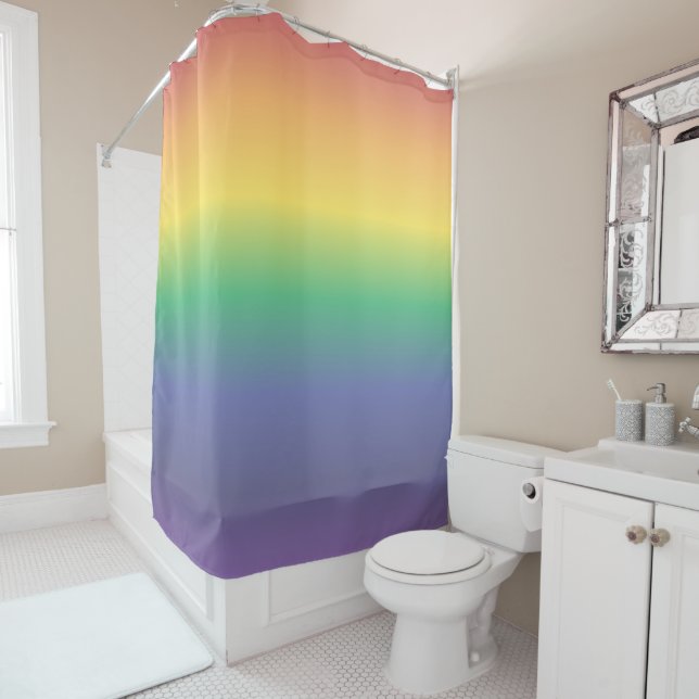 Rideaux De Douche Pastel Rainbow Stripes (En situation)